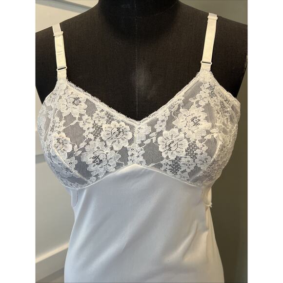 Vtg 60s Sears “Doesn’t Slip” Slip White Lace Boat And Trim 36 Average - Picture 2 of 8